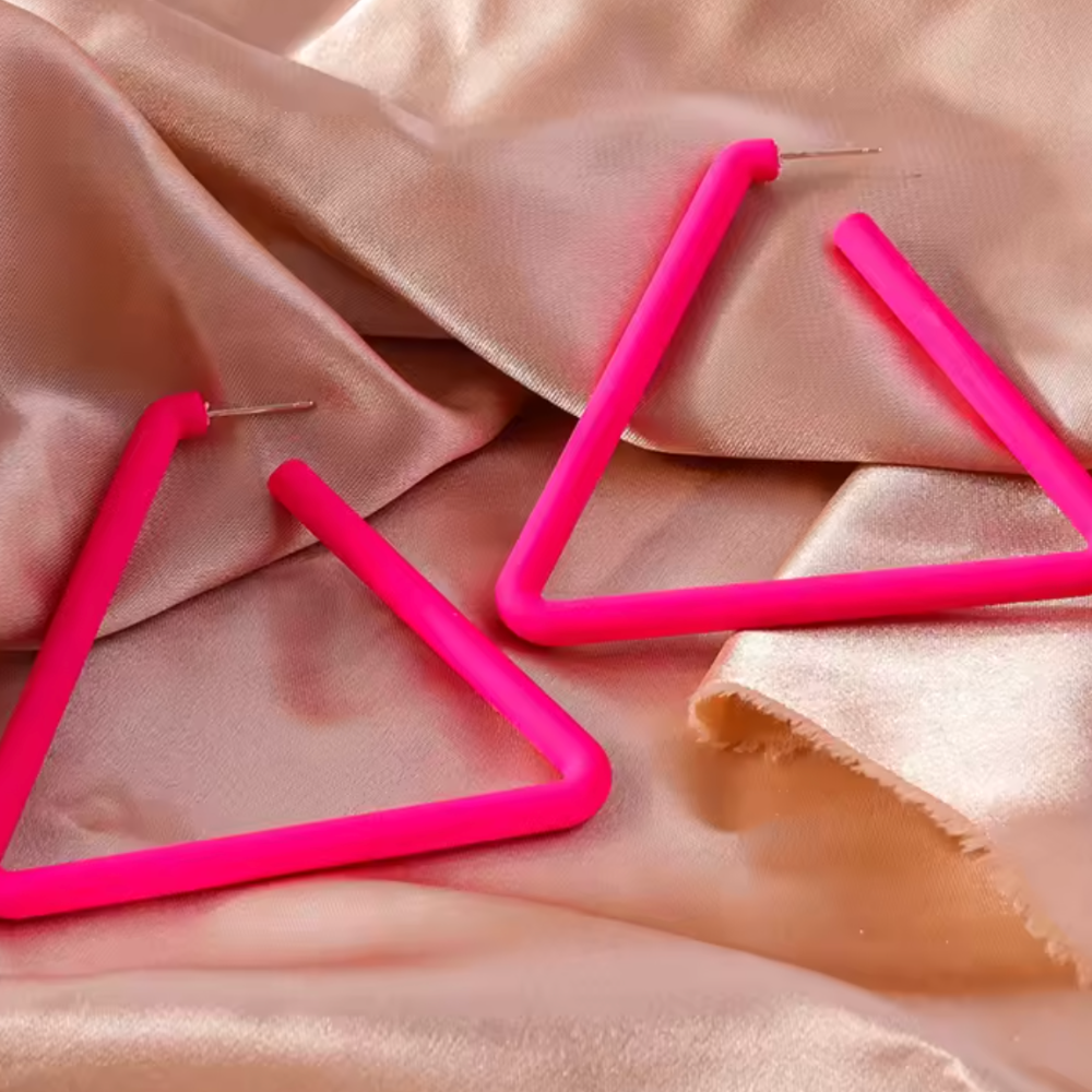 80S Triangle Earrings Pink