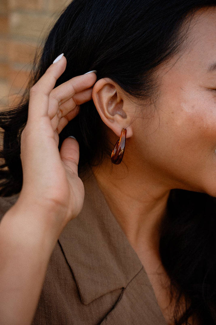 Julie Hoop Earrings - Amber