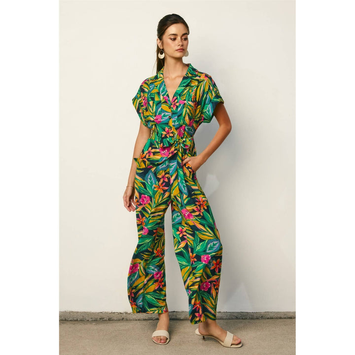 Paradise Found Collared Button Front Jumpsuit