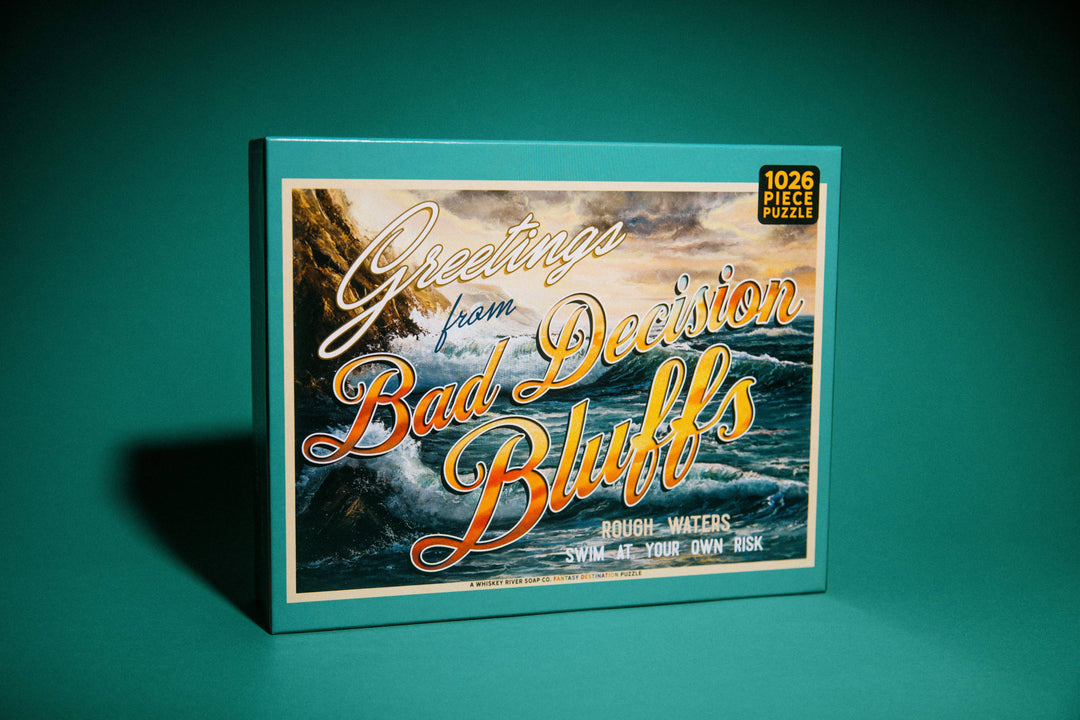 Greetings from Bad Decision Bluffs | Funny Puzzle