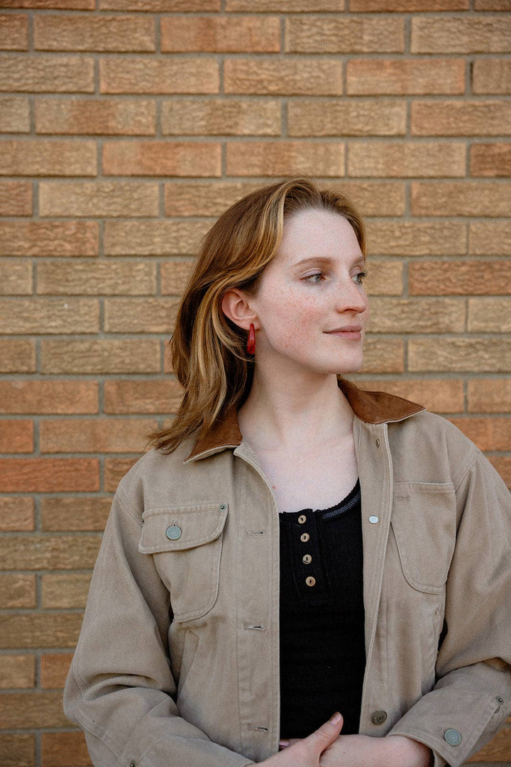 Julie Hoop Earrings- Crimson Red