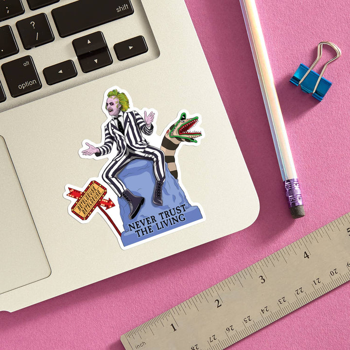 Beetlejuice Never Trust the Living Die Cut Sticker