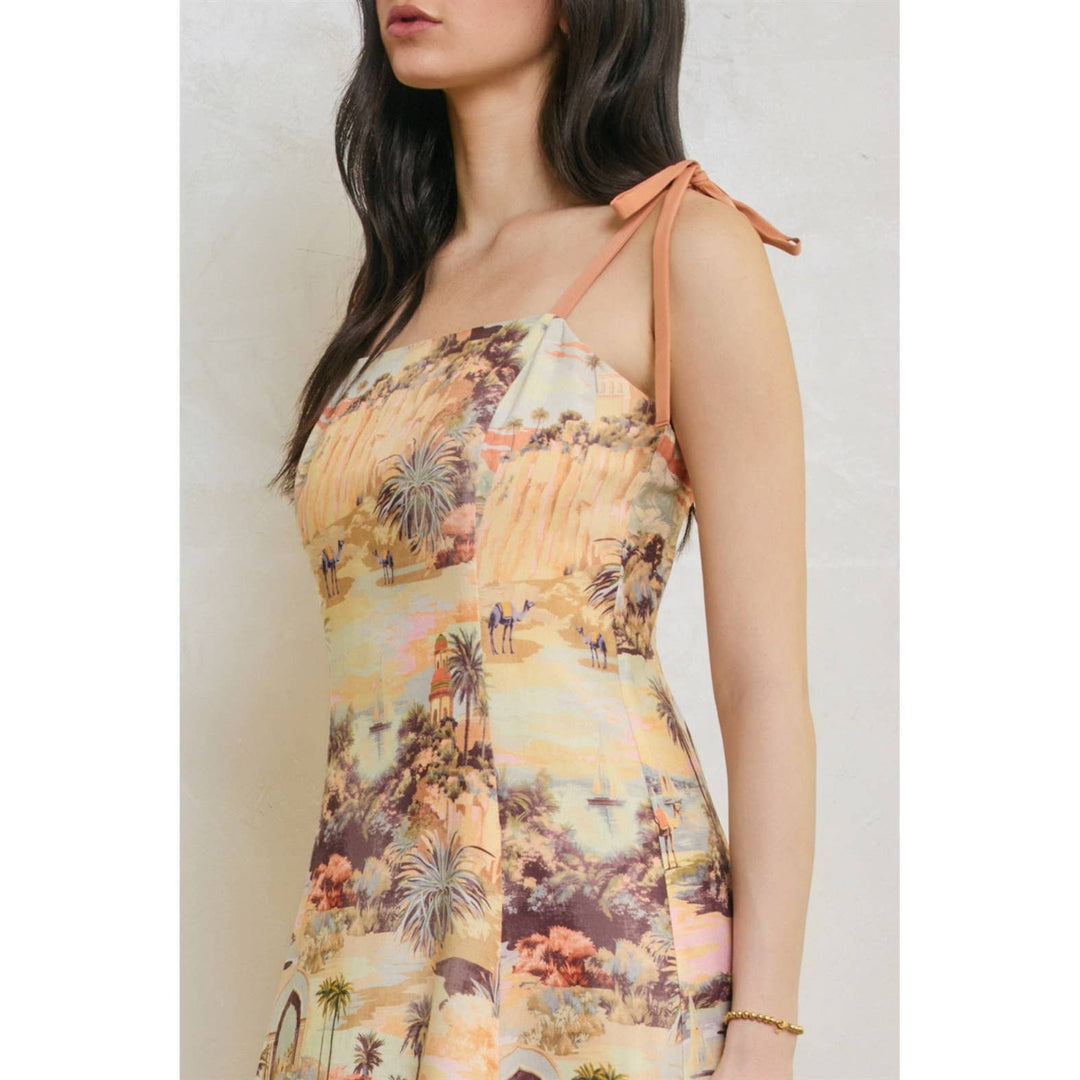 Rose Dusk Oasis Tie Shoulder Midi Dress