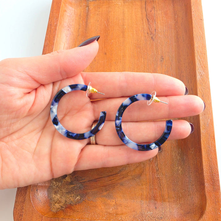 Camy Hoop Earrings - Midnight Marble