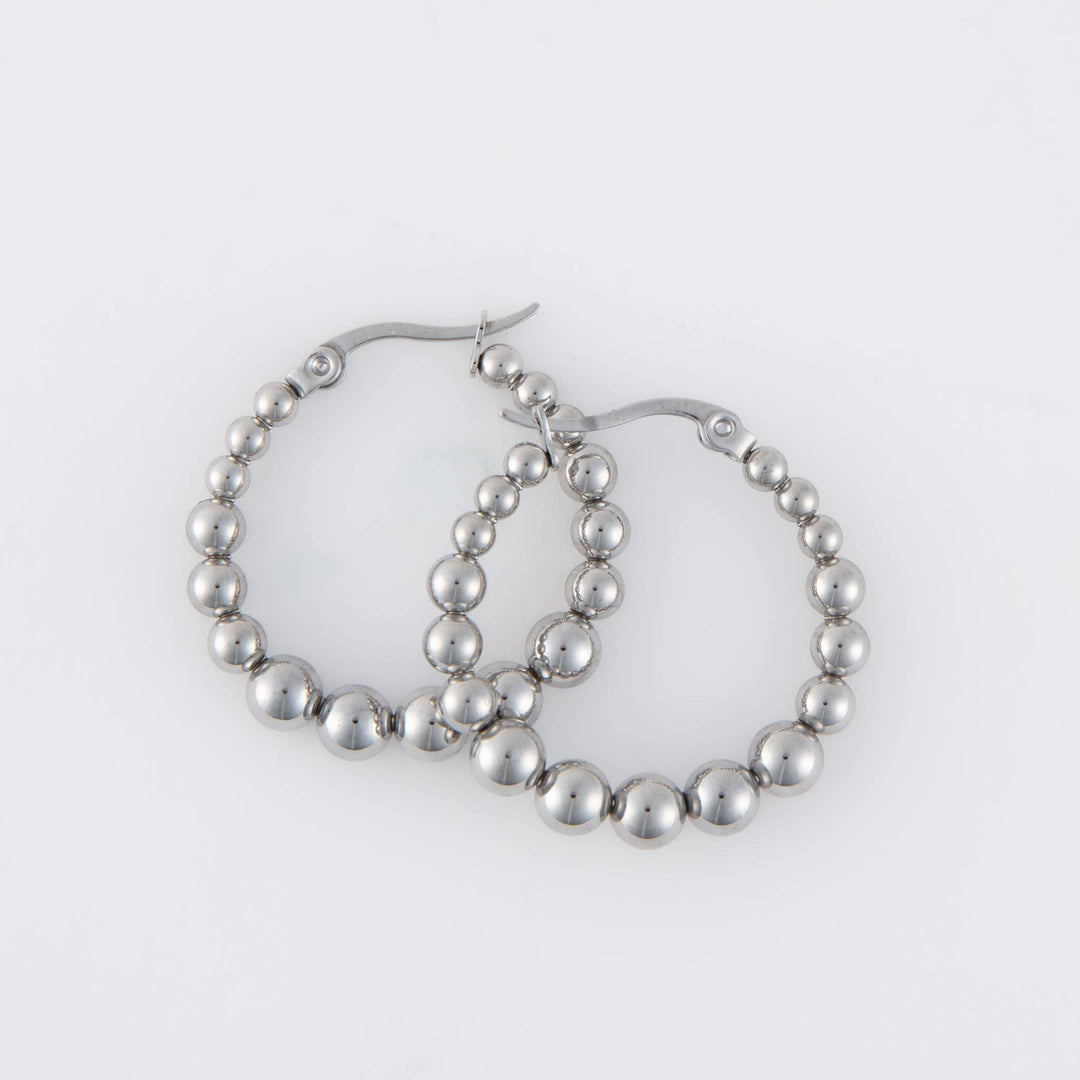Waterproof Earrings Narelle Bubble Hoops in Steel