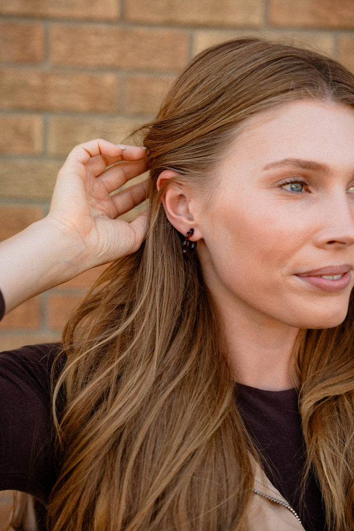 Flora Mini Hoop Earrings - Amber Dot