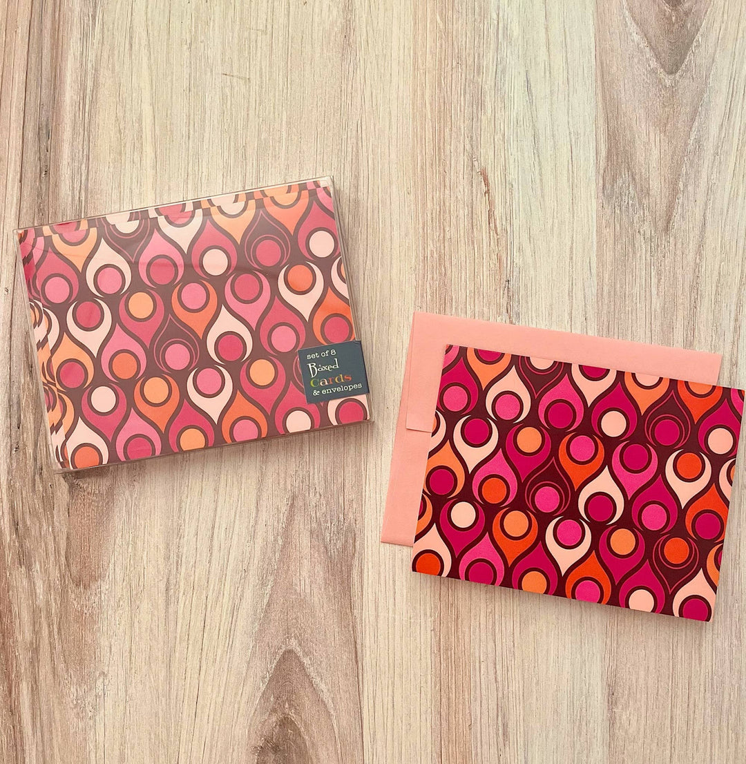 Circle in Teardrop Mid Century Modern Folded Notecard