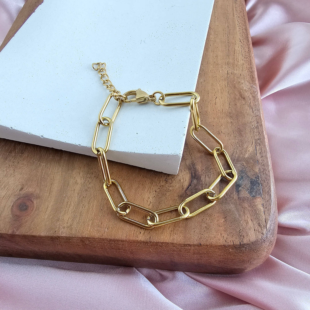 Luxe Chunky Paper Clip Bracelet - Gold