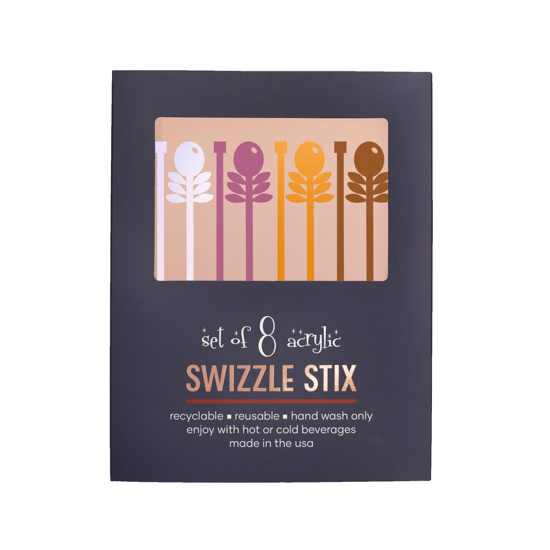 Purple Flower Acrylic Beverage Mixing Swizzle Stix