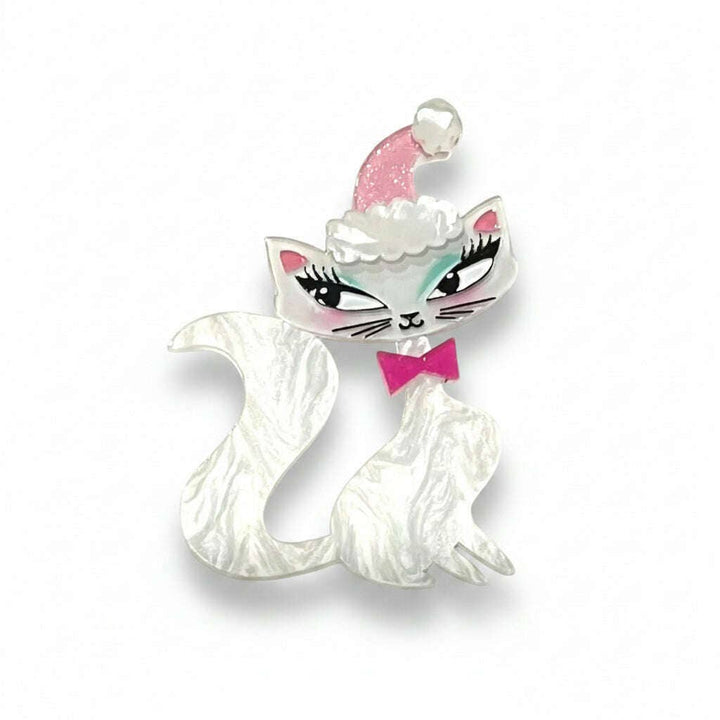 Swanky Pinkmas Kitty Brooch