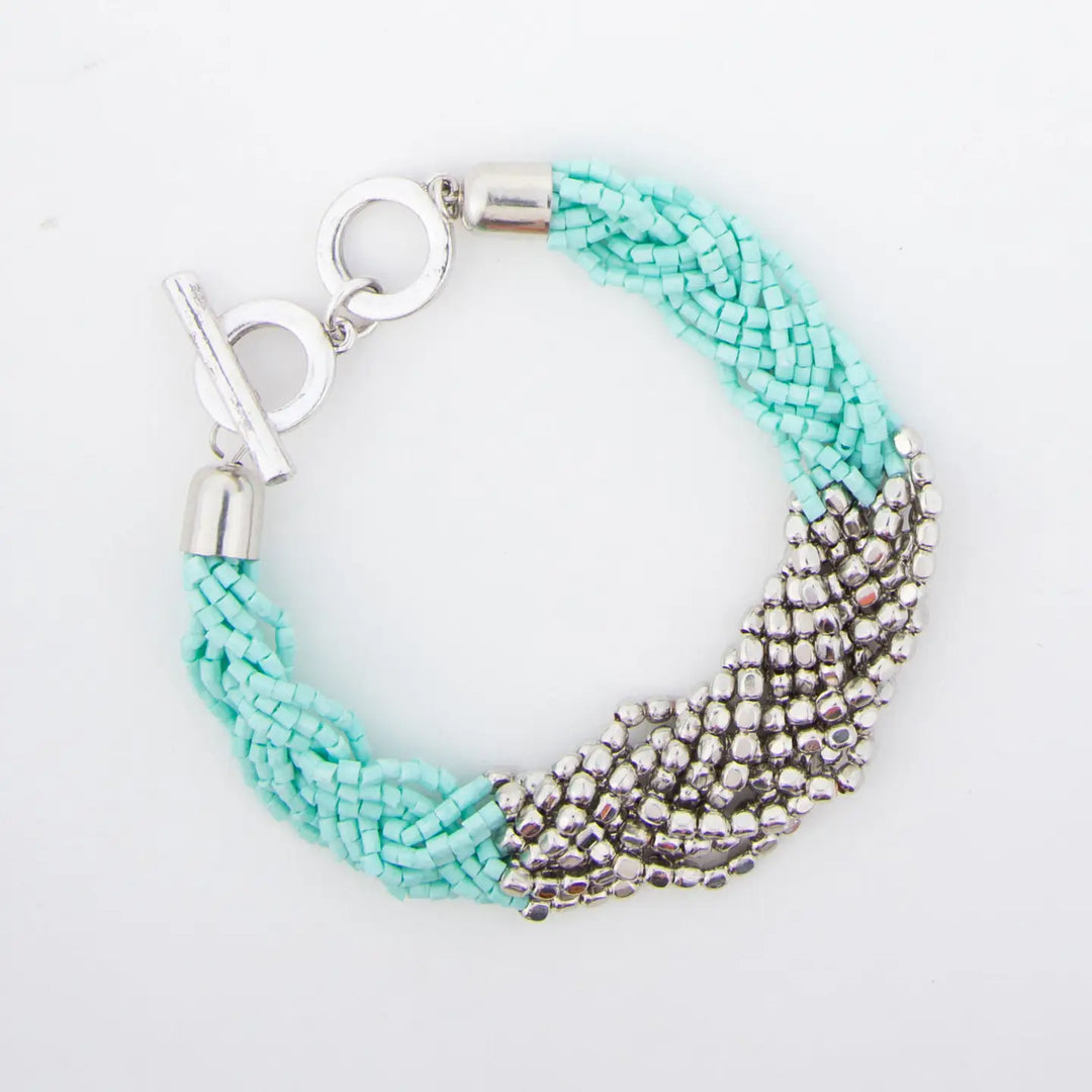 Camila Braided Two-Tone Seed Bead Toggle Bracelet