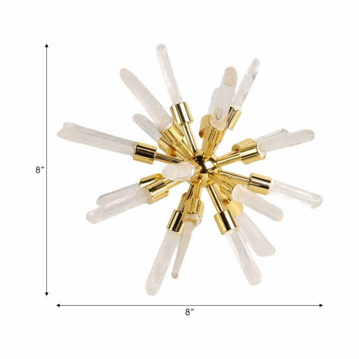 Metal Glass Small Crystal Starburst Statuary - Gold, 8 in.