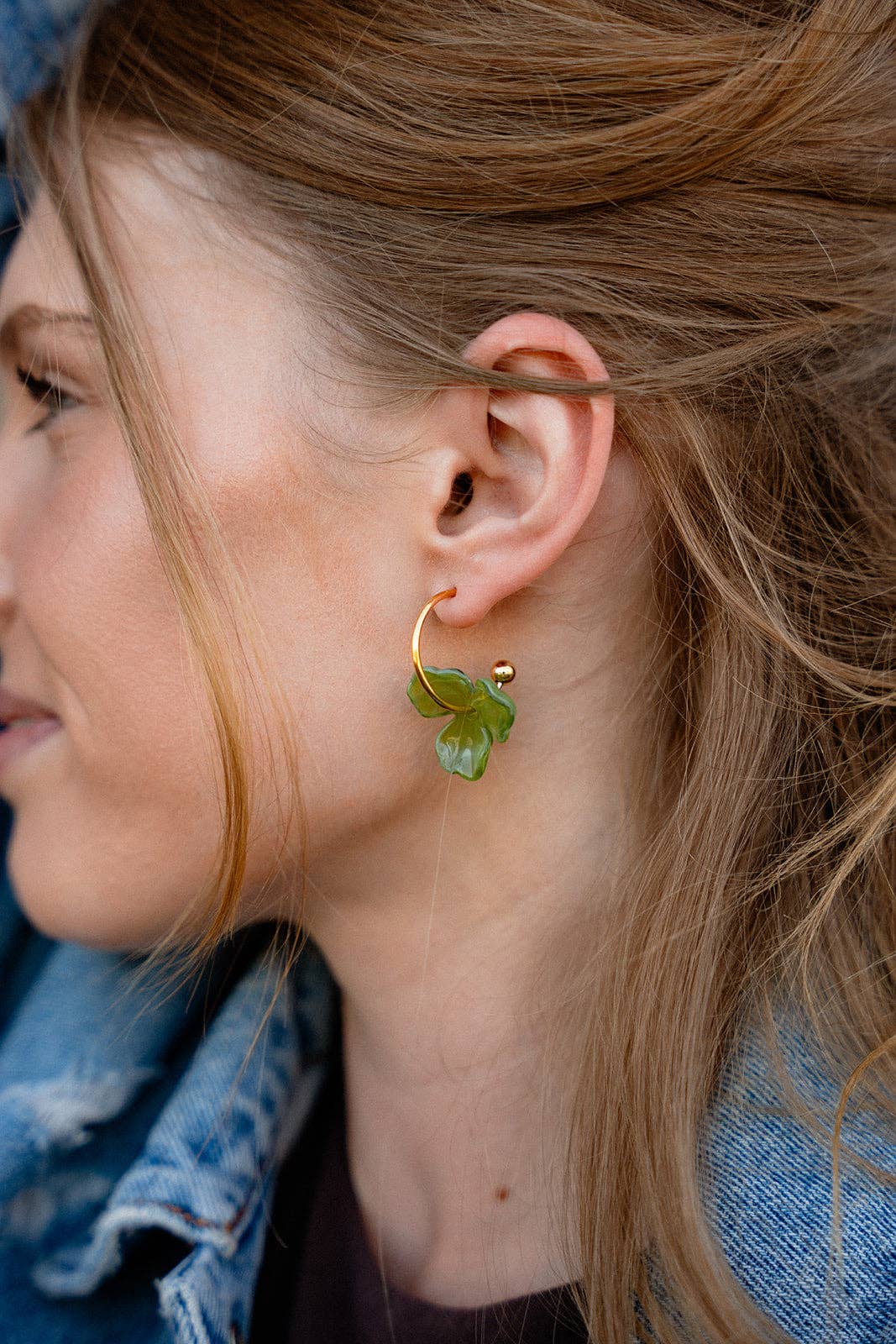 Magnolia Hoop Earrings - Olive Green
