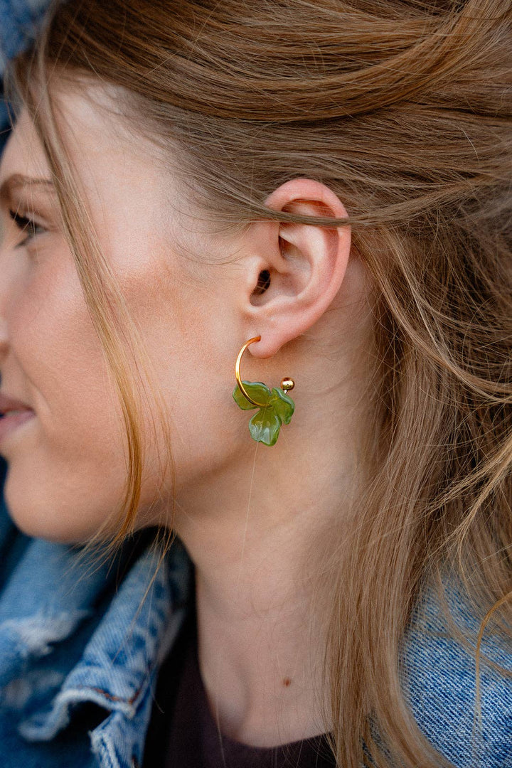 Magnolia Hoop Earrings - Olive Green