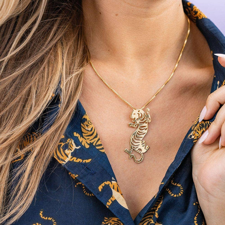 Bianca Tiger Statement Necklace Brass