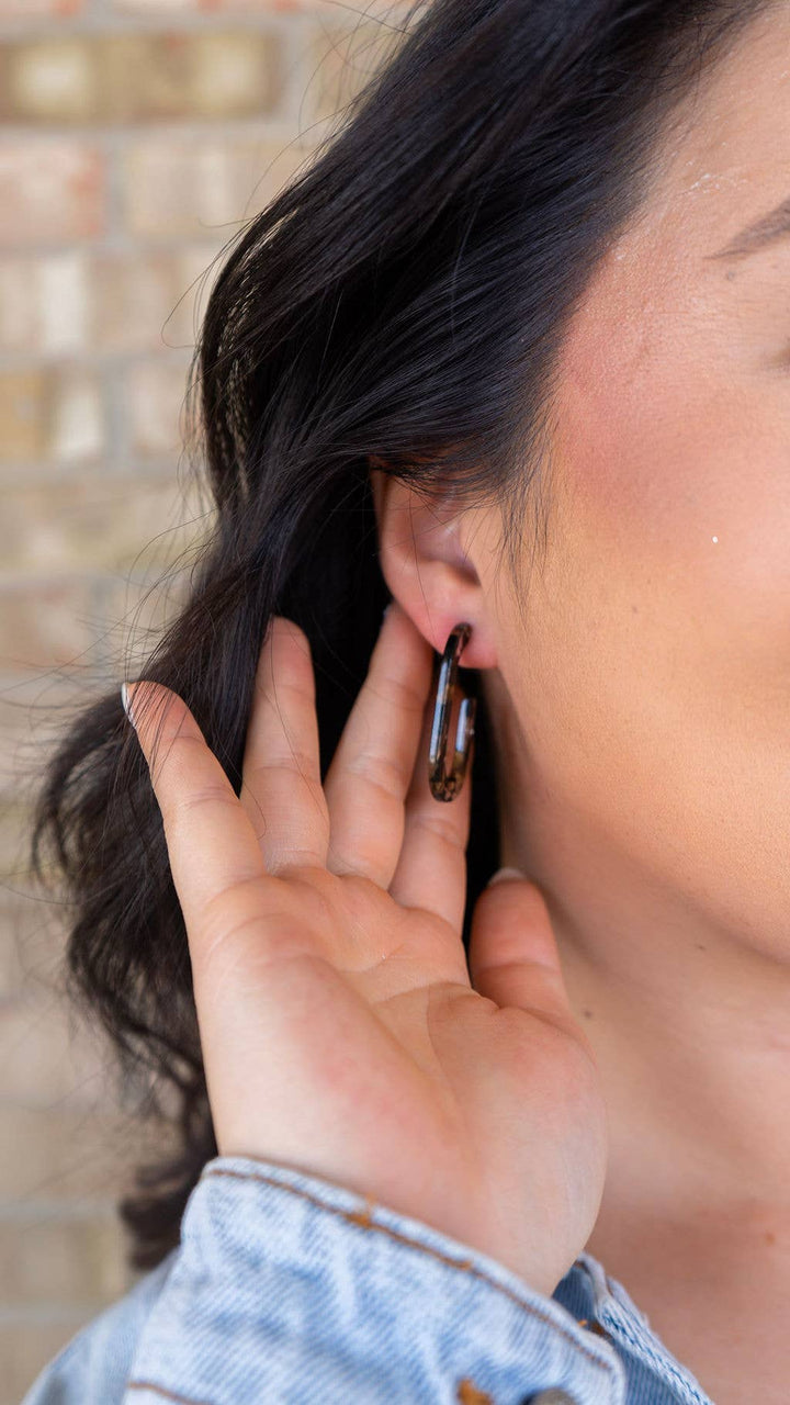 Jenna Hoop Earrings - Black & Bronze