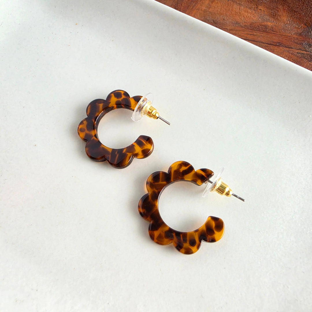 Flora Mini Hoop Earrings - Amber Dot