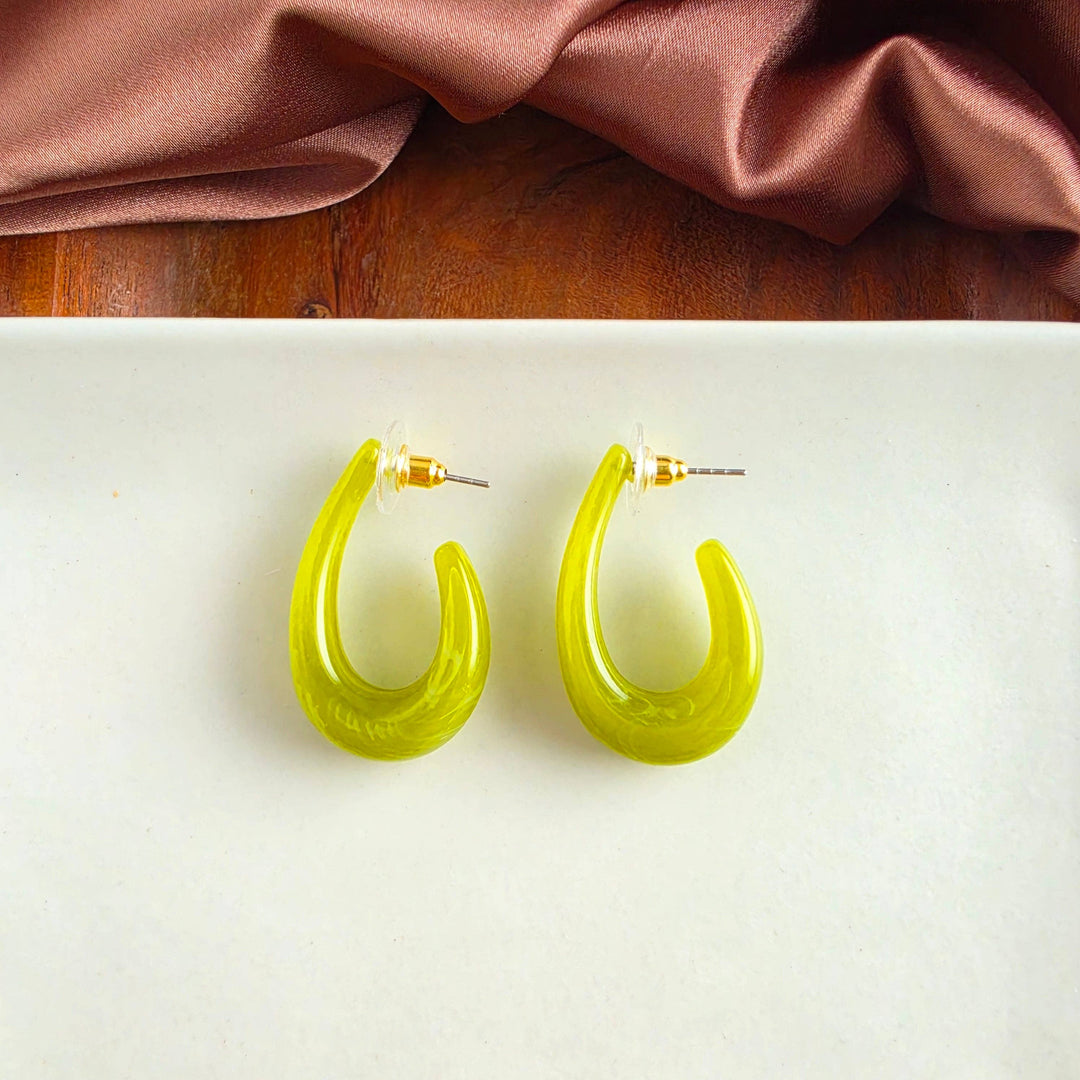Julie Hoop Earrings - Olive Green