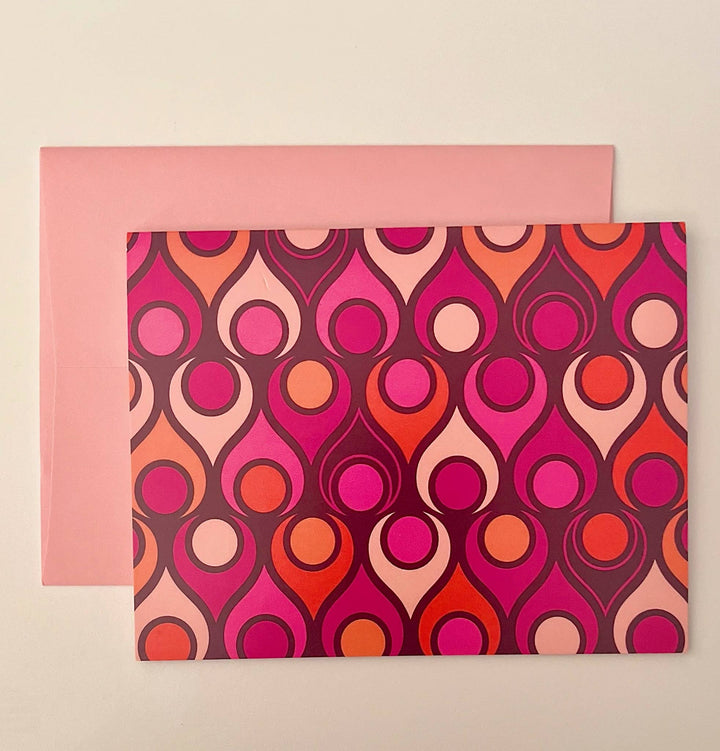 Circle in Teardrop Mid Century Modern Folded Notecard