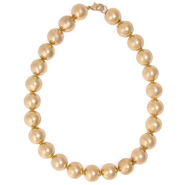 Iris Large Brass Bead Necklace Gold