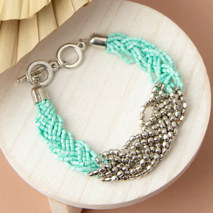 Camila Braided Two-Tone Seed Bead Toggle Bracelet