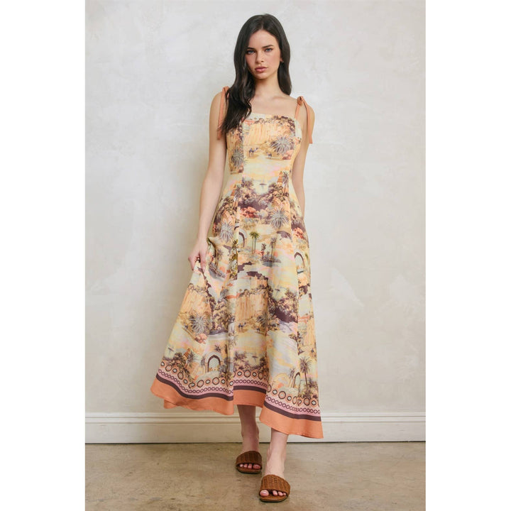 Rose Dusk Oasis Tie Shoulder Midi Dress