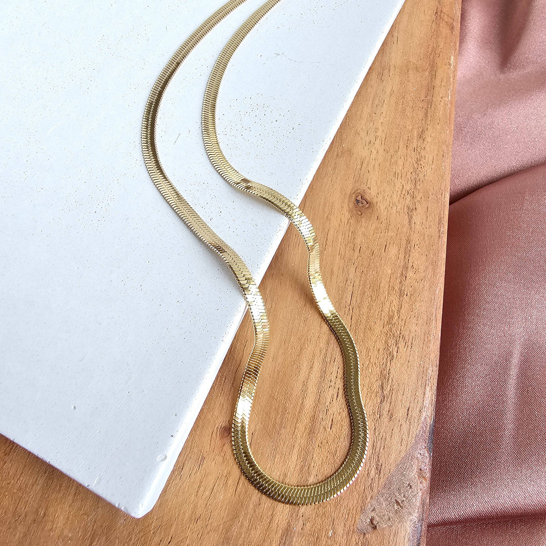 Luxe Delicate Herringbone Chain - 16" - Gold