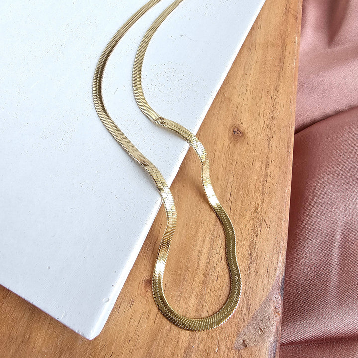 Luxe Delicate Herringbone Chain - 16" - Gold