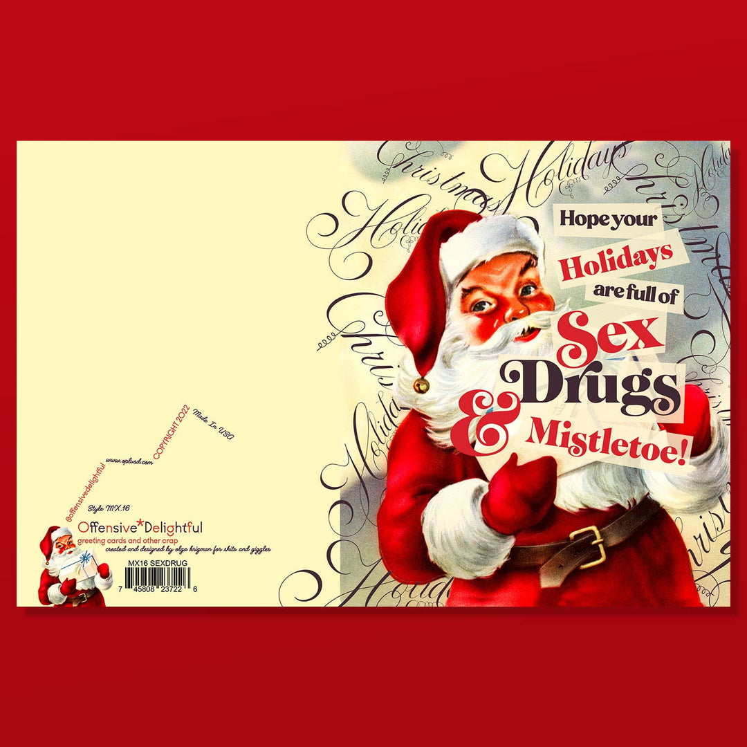 Sex+Drugs+Santa Christmas Card