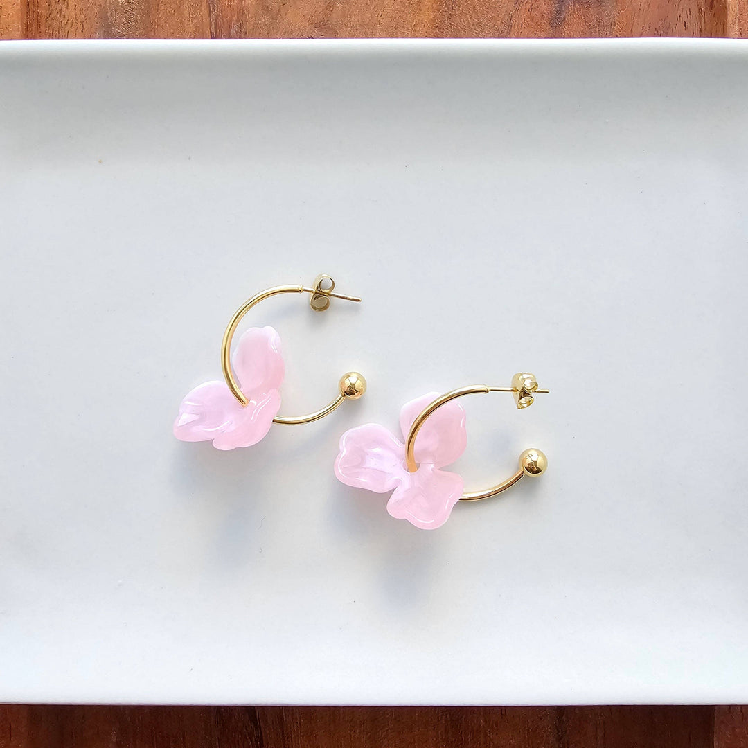 Magnolia Hoop Earrings - Pink