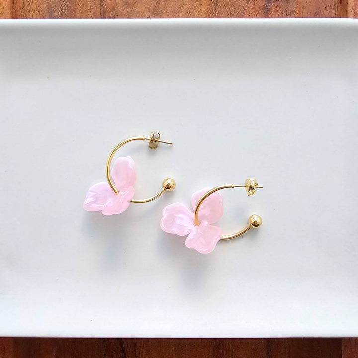 Magnolia Hoop Earrings - Pink
