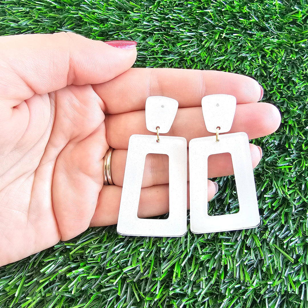 Avery Earrings - White Glitter // Jewelry, Game Day