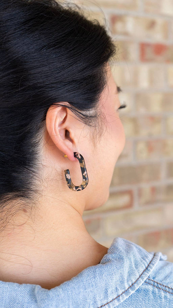 Jenna Hoop Earrings - Black & Bronze