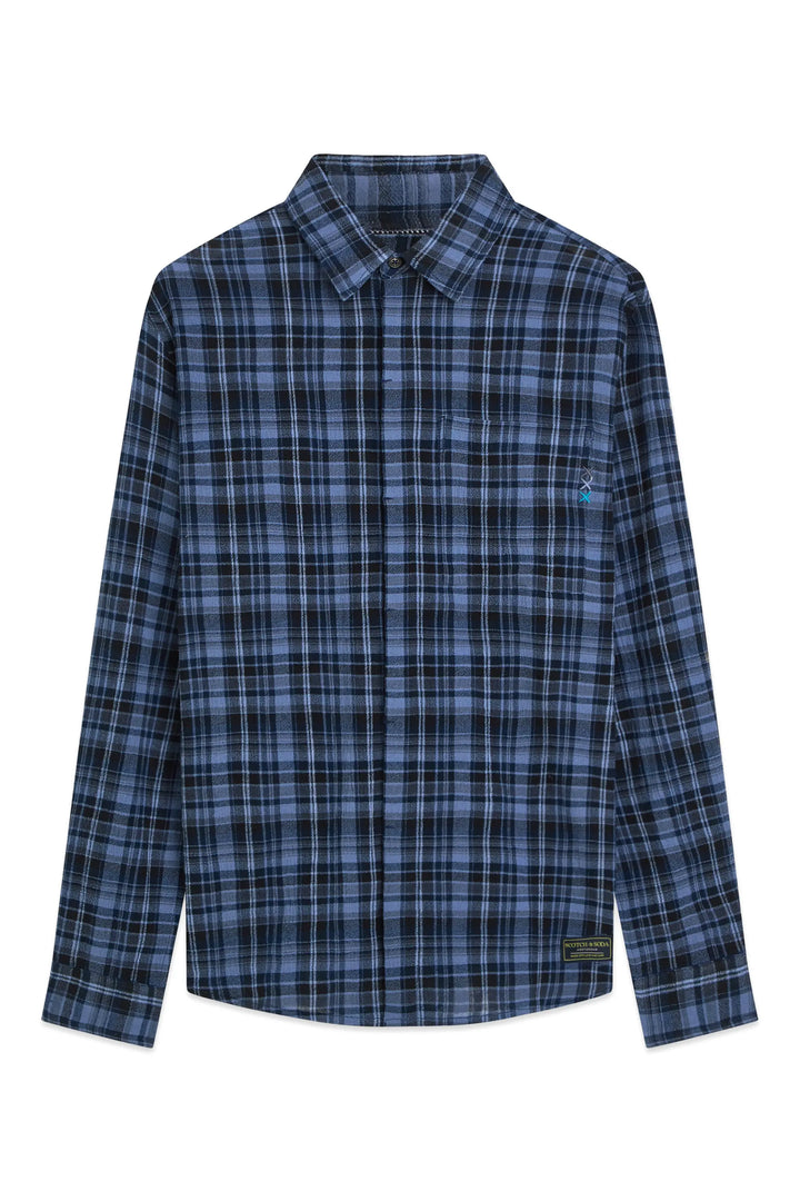 Lightweight Flannel Check Relaxed-Fit Shirt Pageant Blue Check
