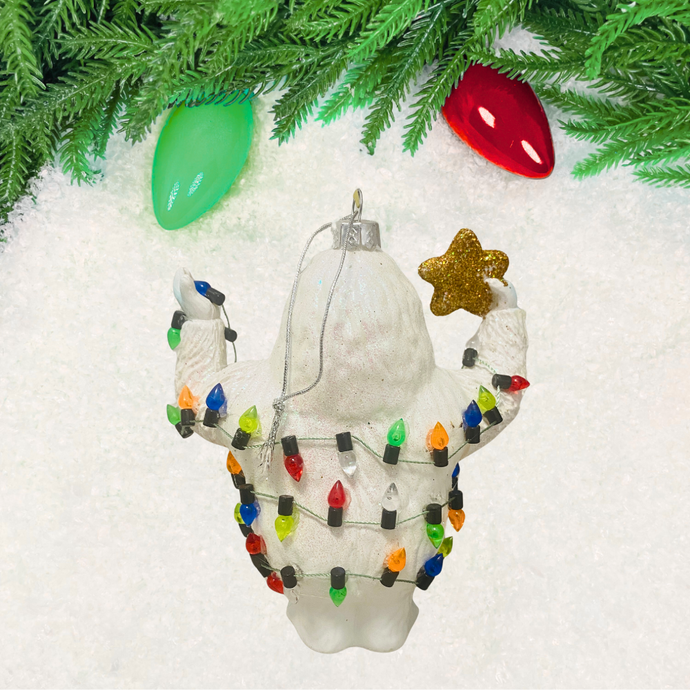 Yeti With Christmas Lights Ornament