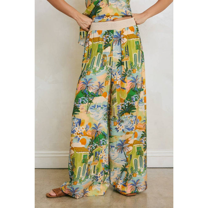 Conversational Decorative Waist Wide Leg Pants