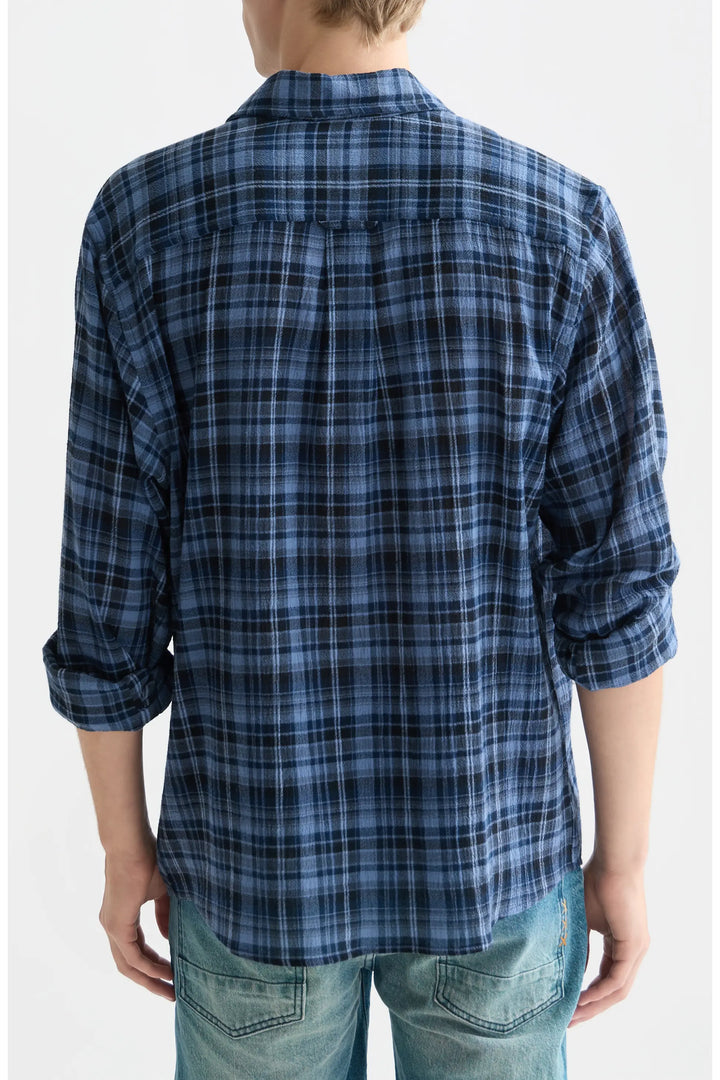 Lightweight Flannel Check Relaxed-Fit Shirt Pageant Blue Check