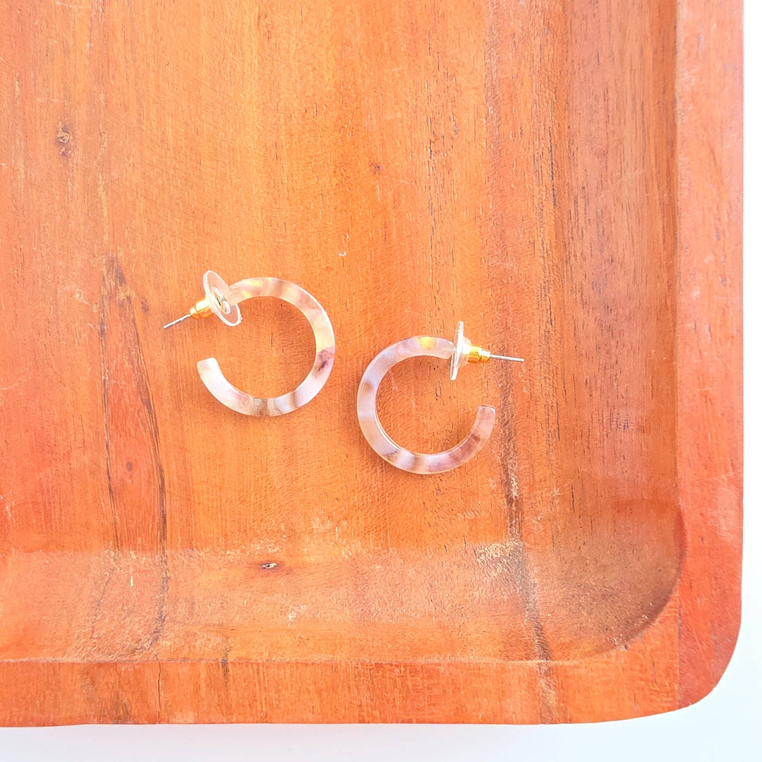 Cam Mini Hoop Earrings - Shimmering Taupe