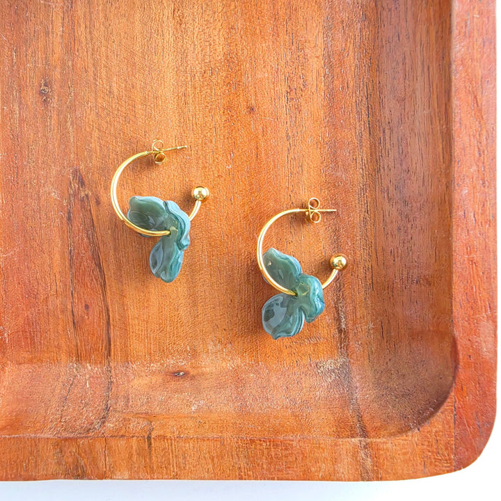 Magnolia Hoop Earrings - Alpine Green