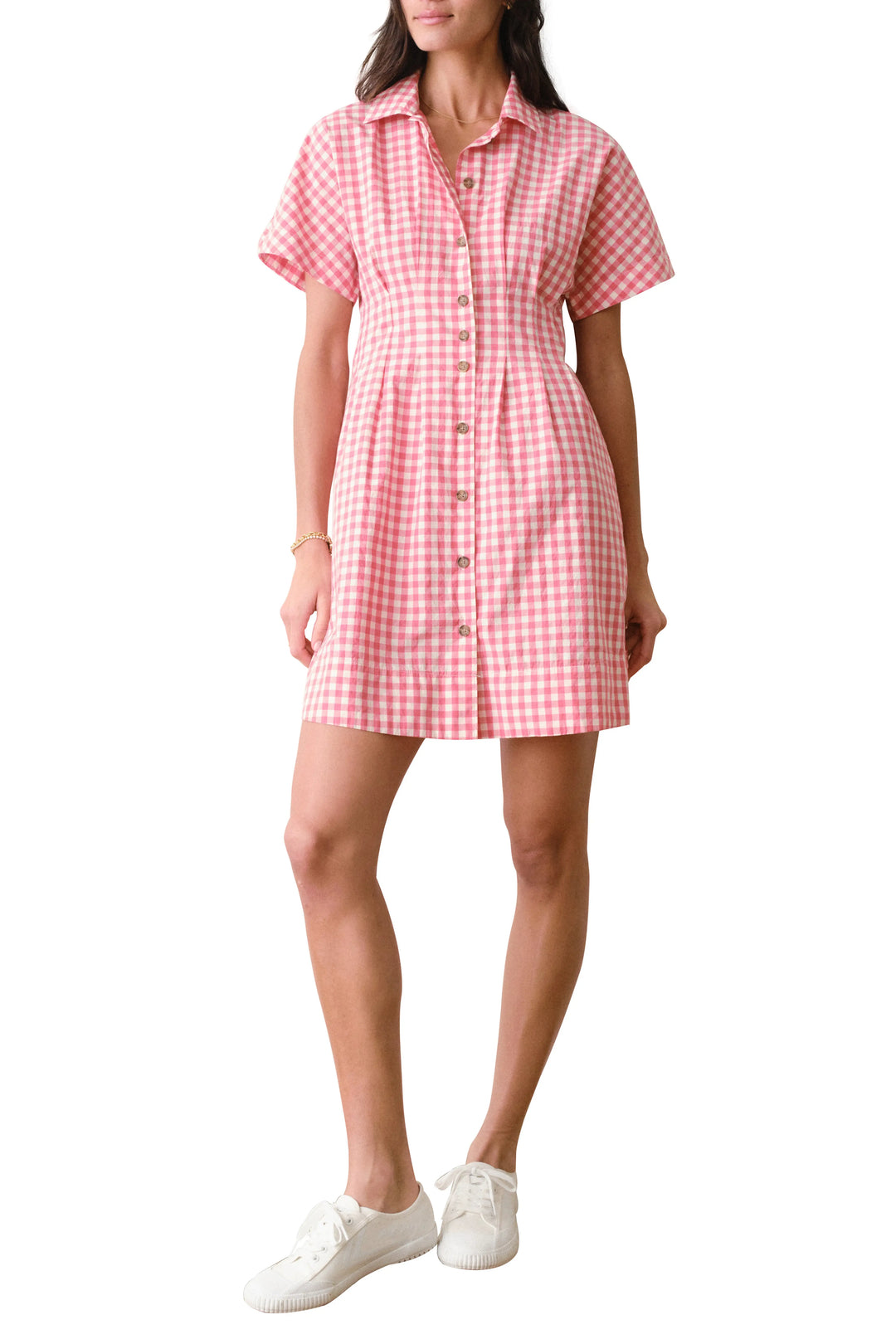 Nova Mini Shirt Dress - Cherry Gingham