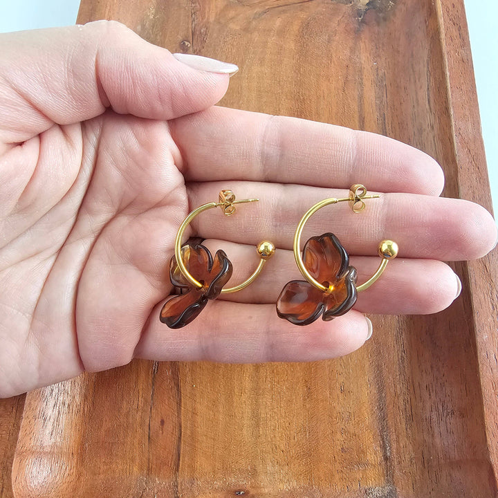 Magnolia Hoops - Amber