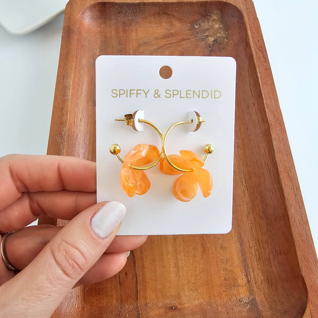 Primrose Hoop Earrings - Tangerine Orange