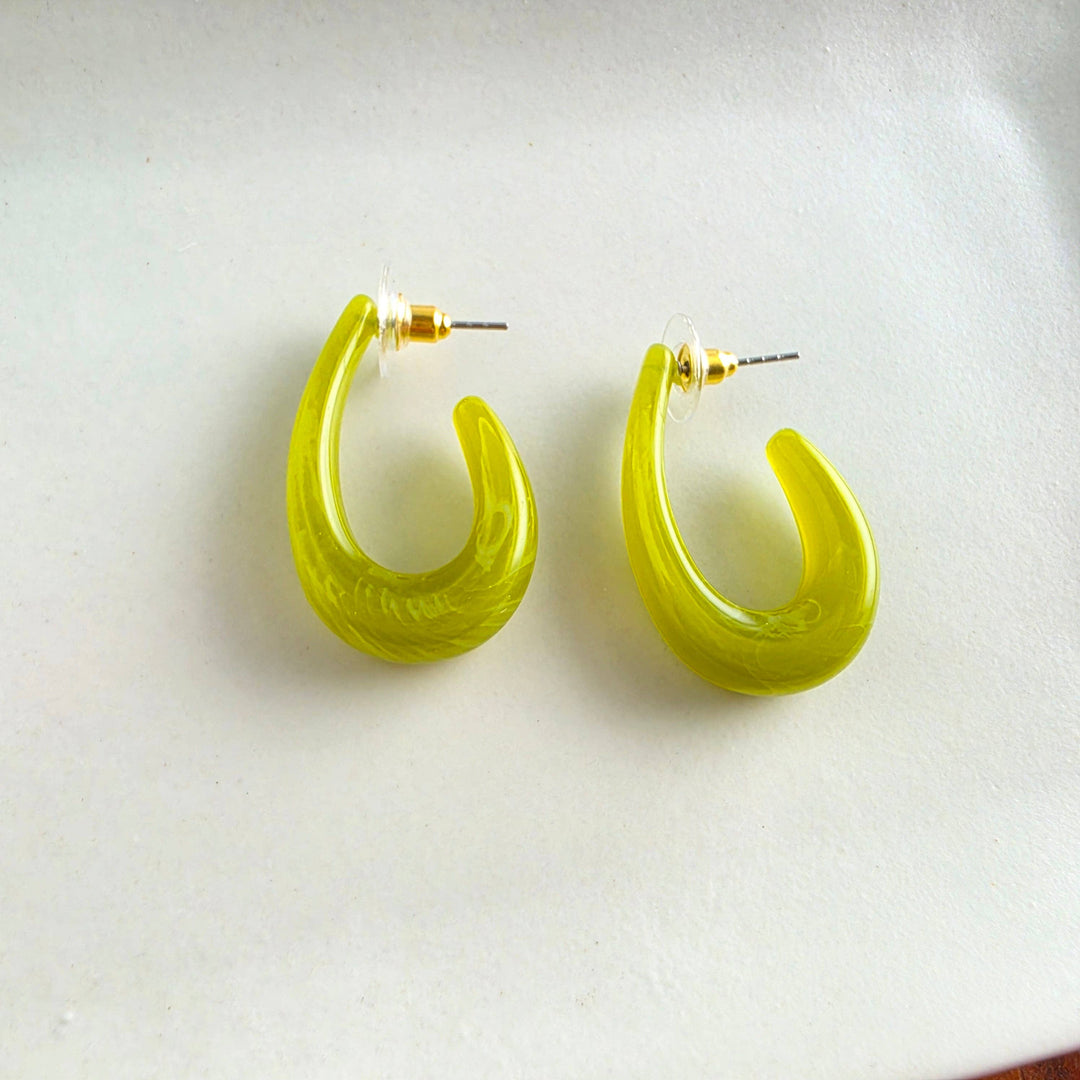 Julie Hoop Earrings - Olive Green