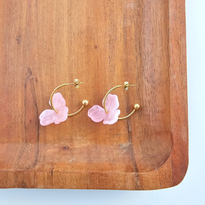 Magnolia Hoop Earrings - Pink