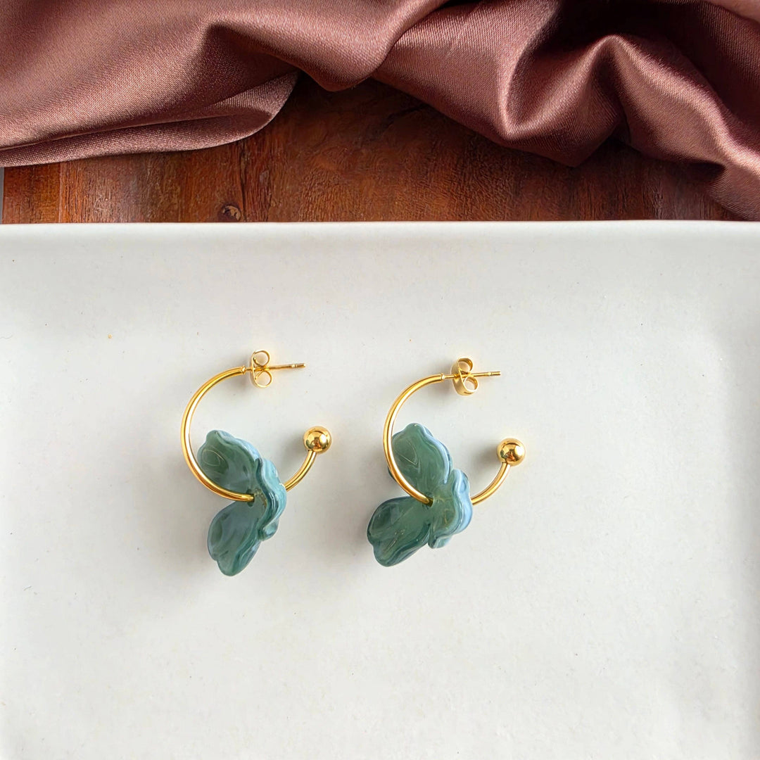 Magnolia Hoop Earrings - Alpine Green