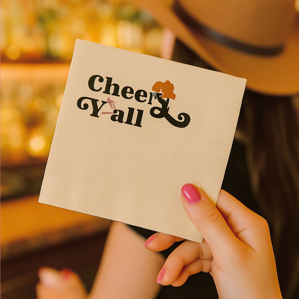 Cheers Y'all Western Cowgirl Cocktail Beverage Napkin