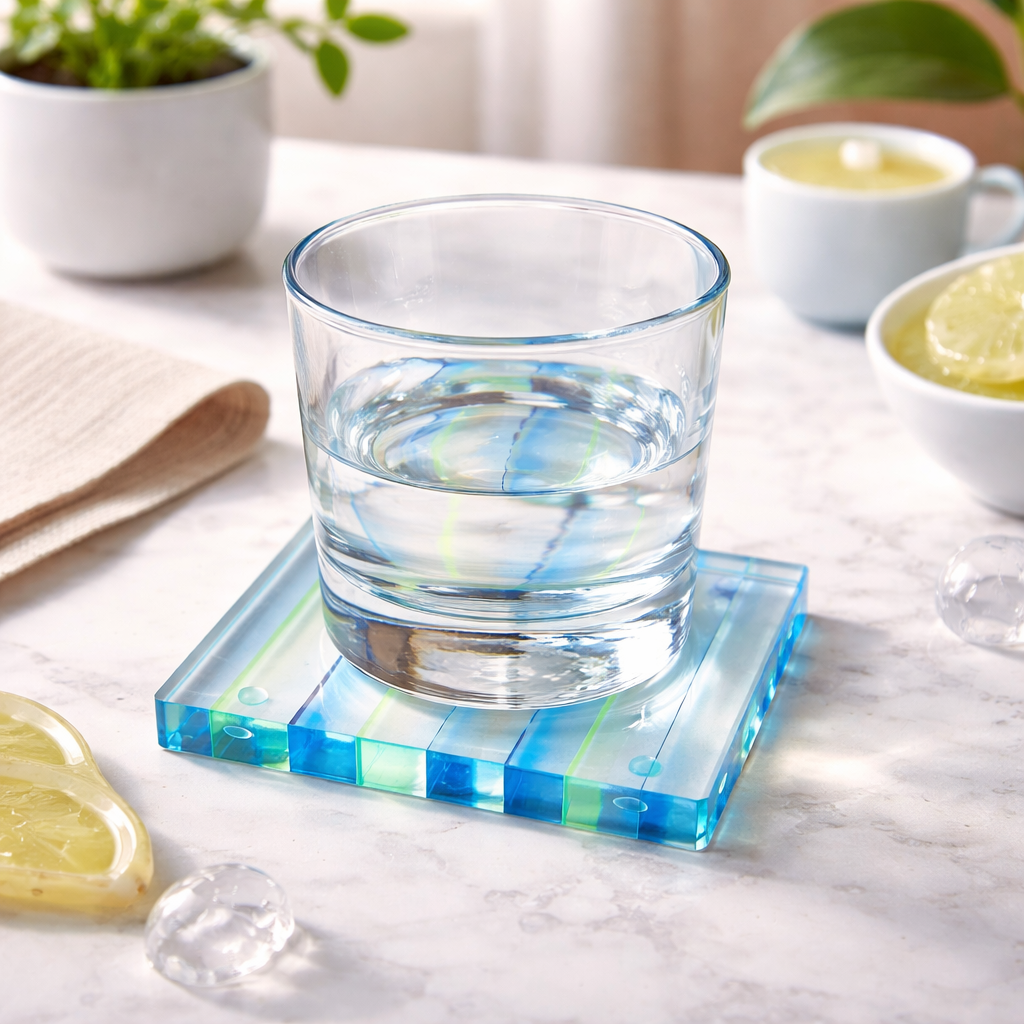 Striped Colorful Drink Coasters - Set of 4