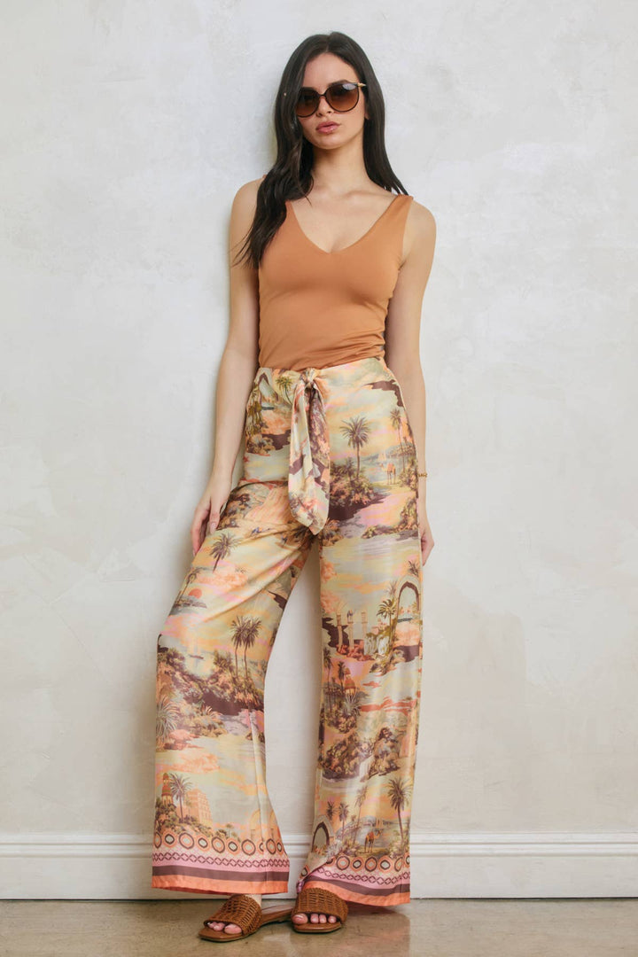 Rose Dusk Oasis Tie Front Relaxed Pants