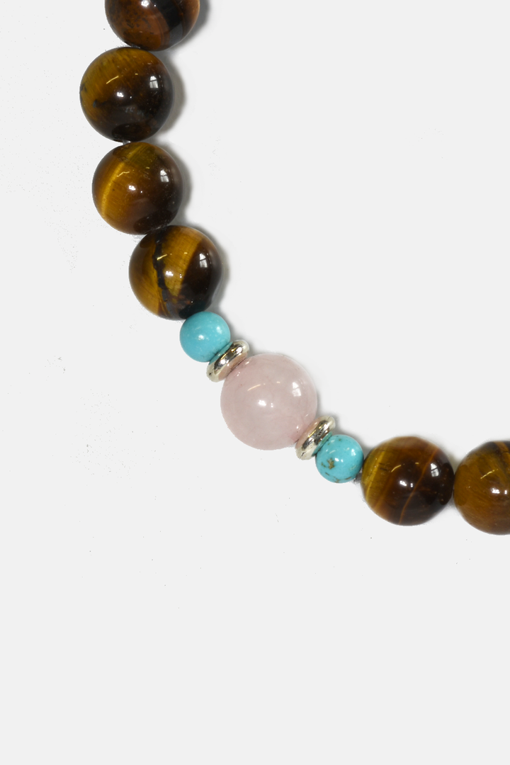 Tiger Eyes and Turquoise with Quartz Stone Bracelet
