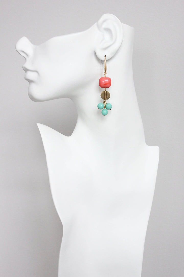 GNDE71 salmon and turquoise earrings